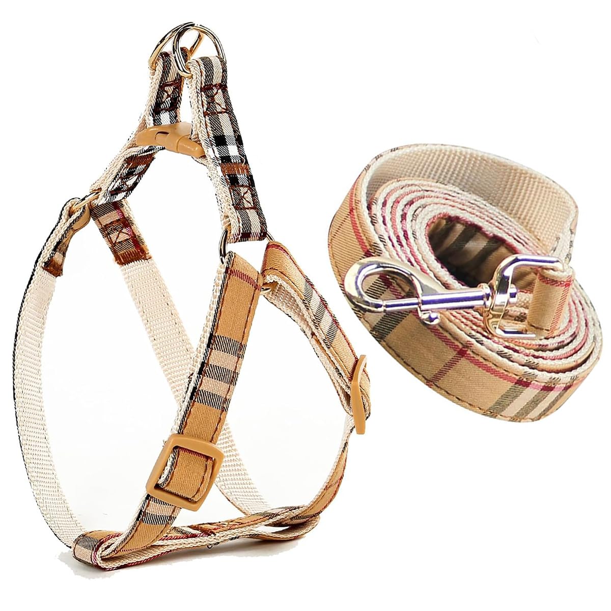 NISIYE Plaid No-Pull Dog Harness & Leash Set for Small Pets