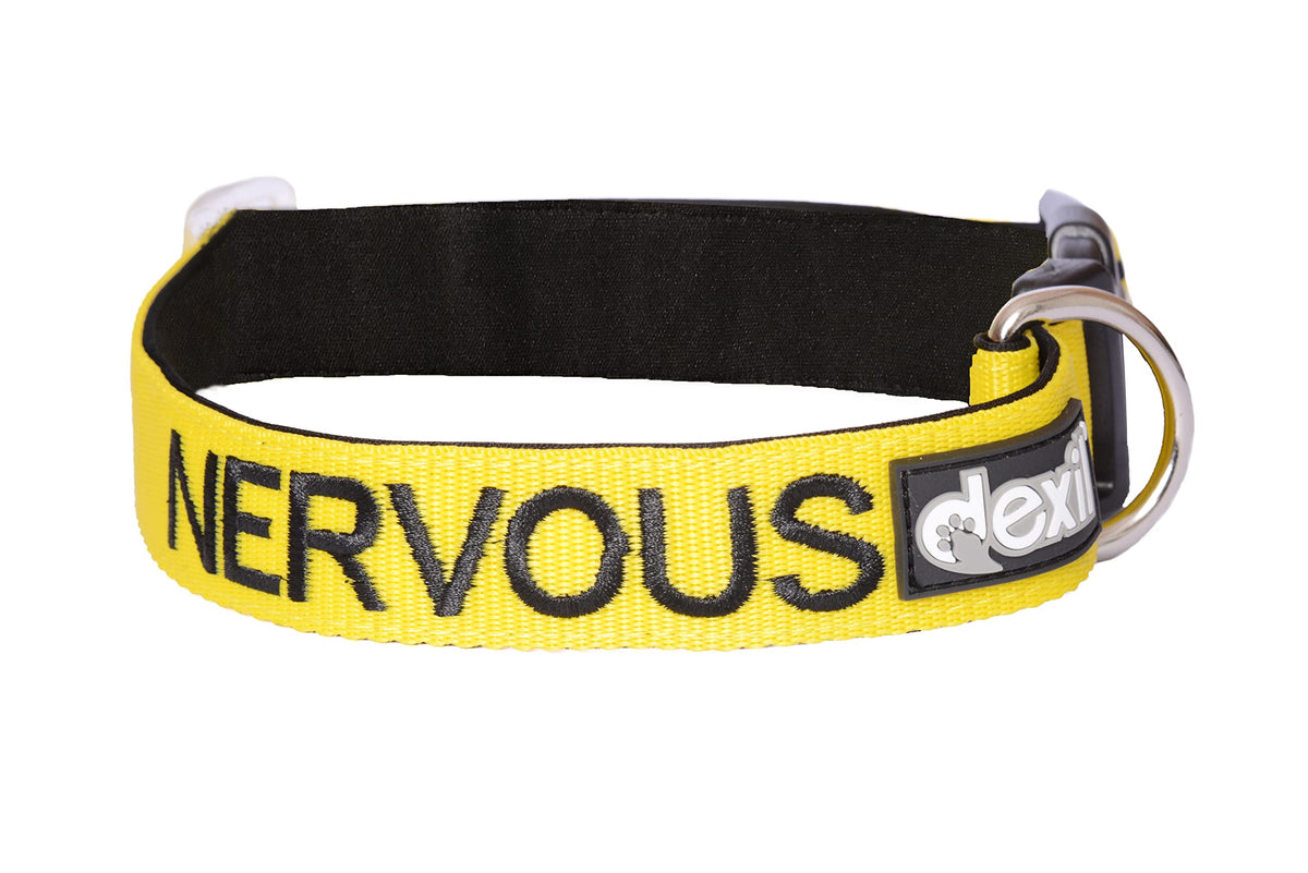 Dexil Nervous Dog Collar with Give Me Space Warning Message